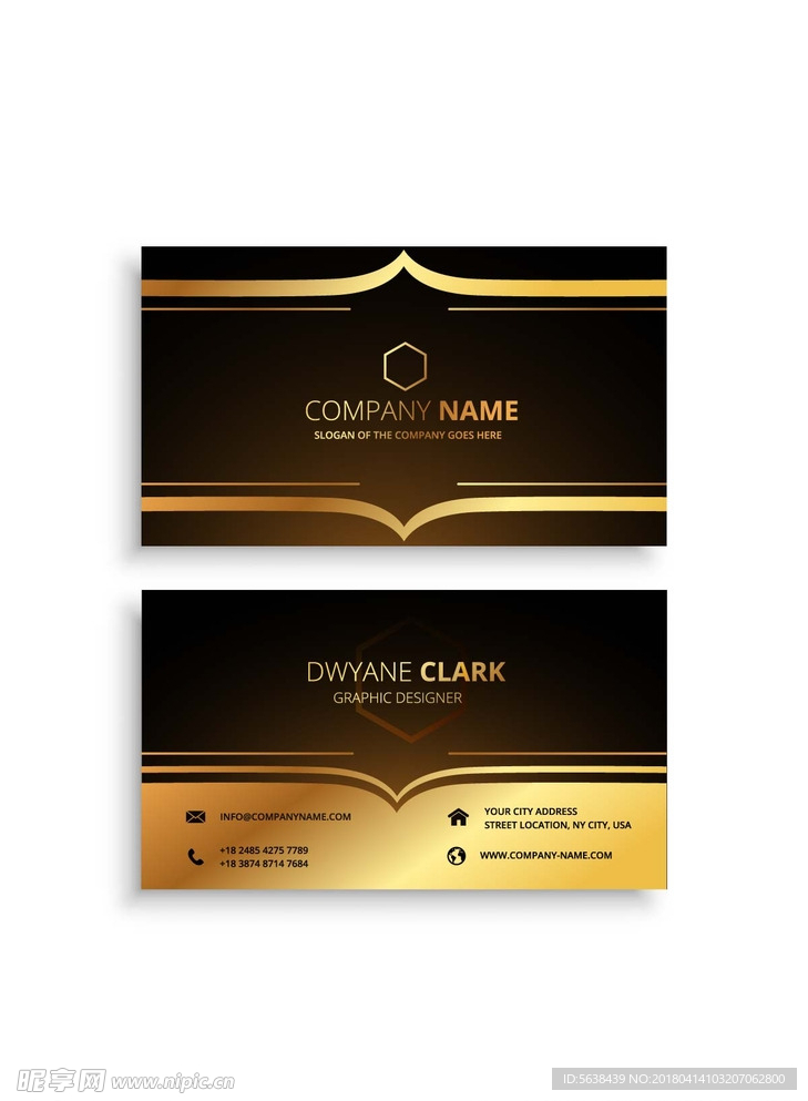 金色黑色高档名片 AI  矢量