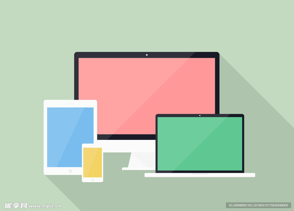 手绘电脑、手机、平板四屏幕模板