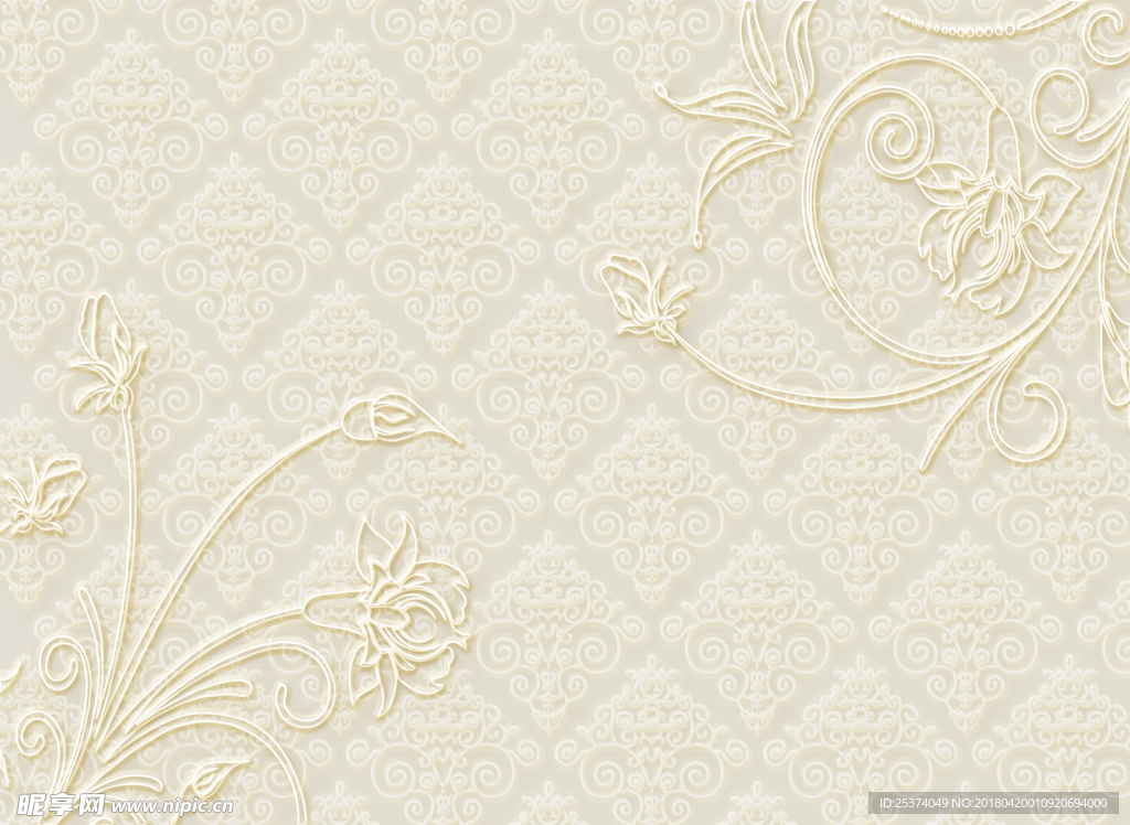 花卉玉雕欧式花纹家装3D背景墙