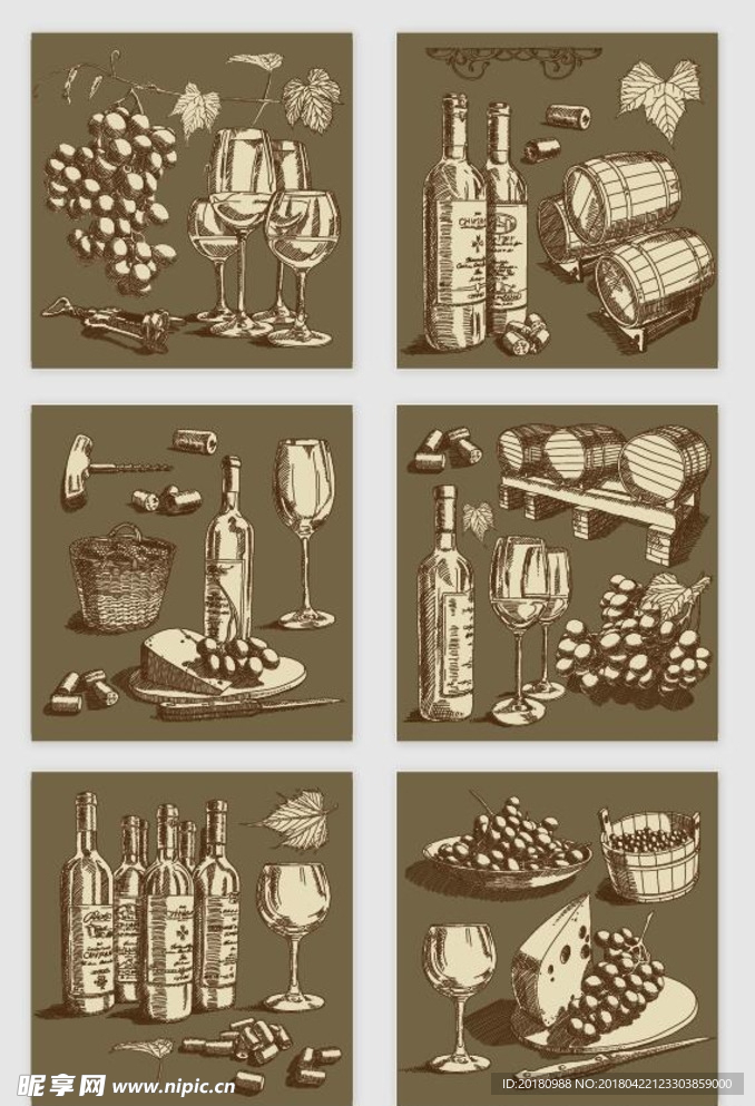 葡萄酒线条