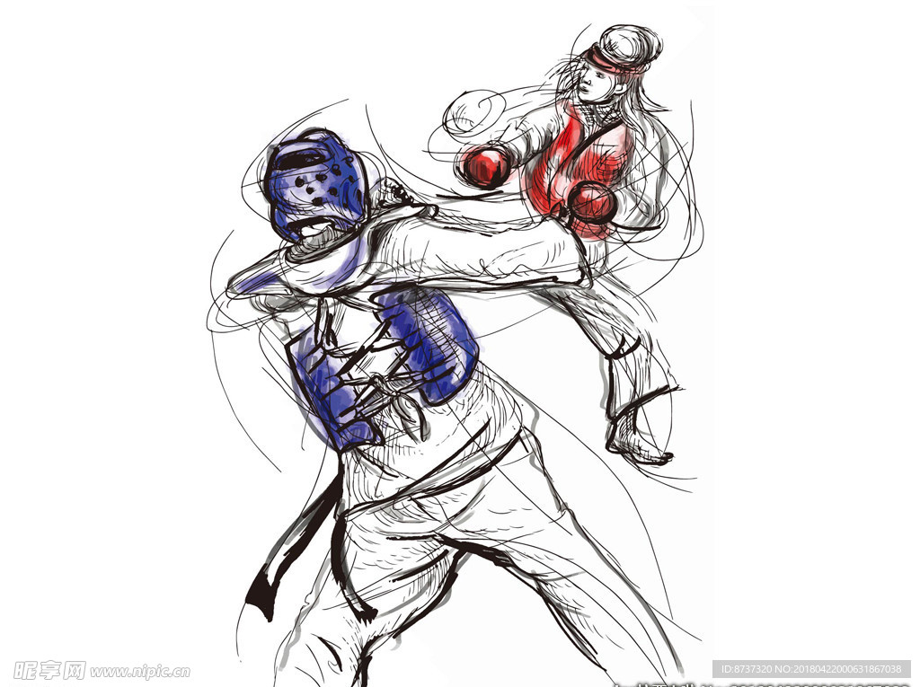 搏击运动员卡通素材