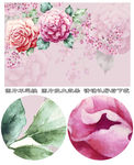 复古花卉手绘花卉壁画背景
