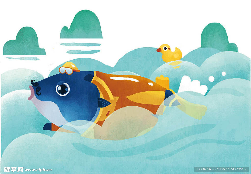 大鱼先生卡通插画