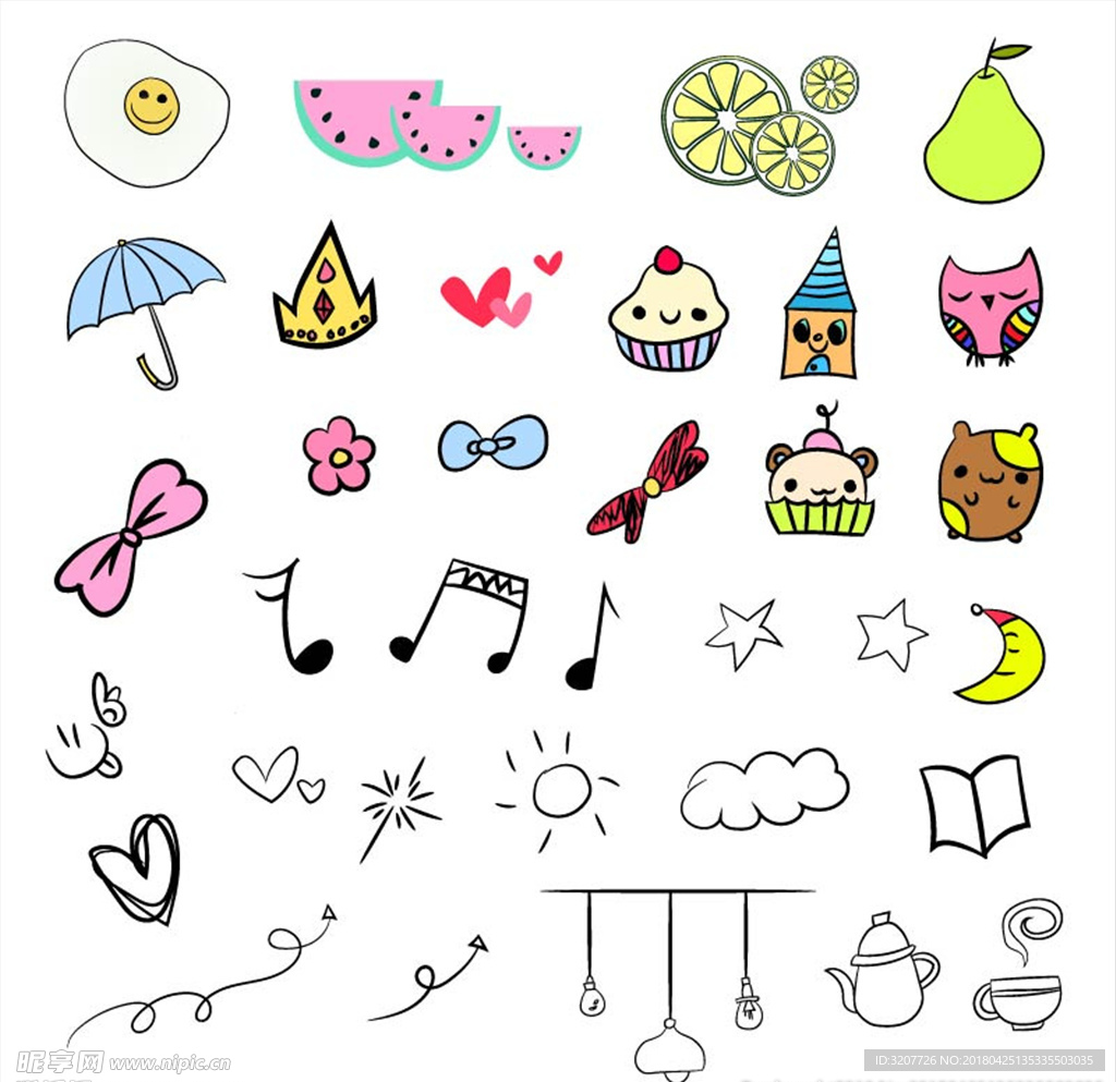 卡通手绘简笔画矢量