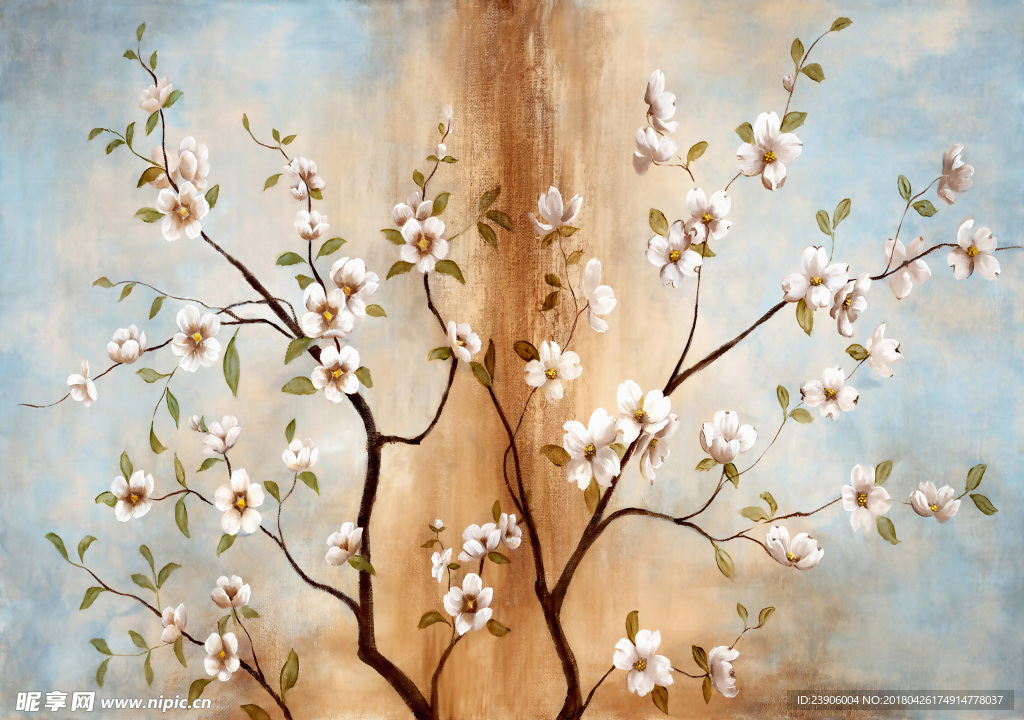 高清国画花鸟壁画