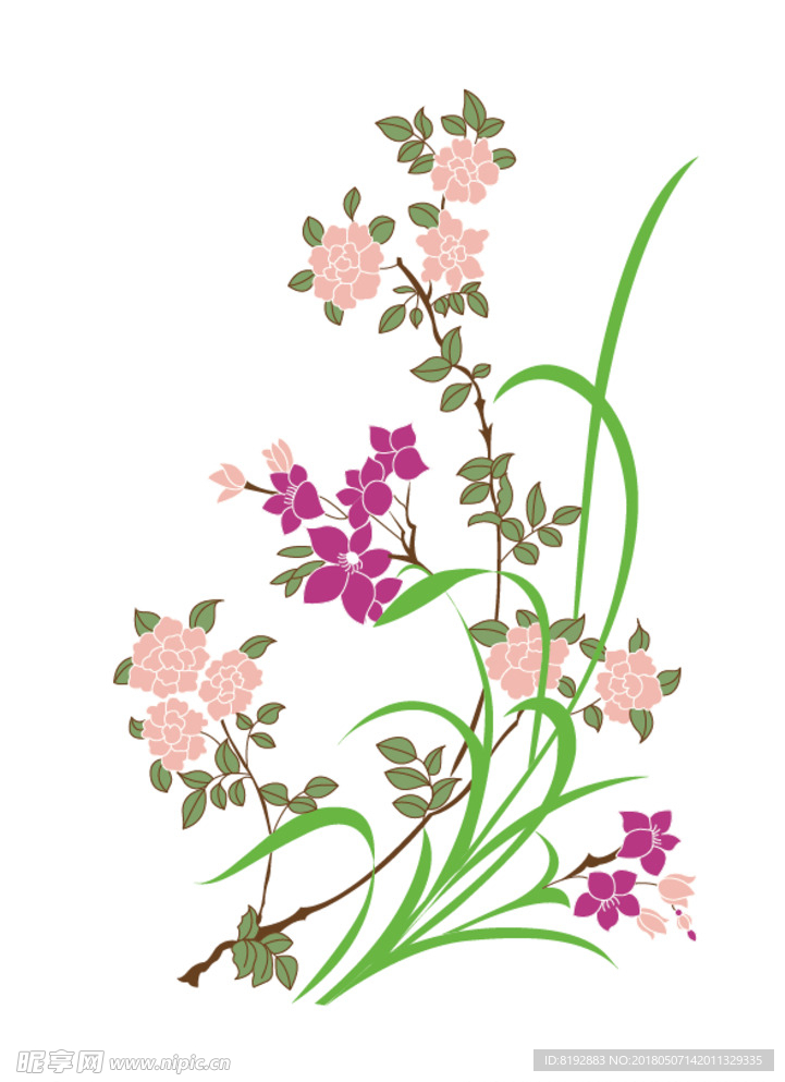 中国古典花纹 手绘花 装饰花