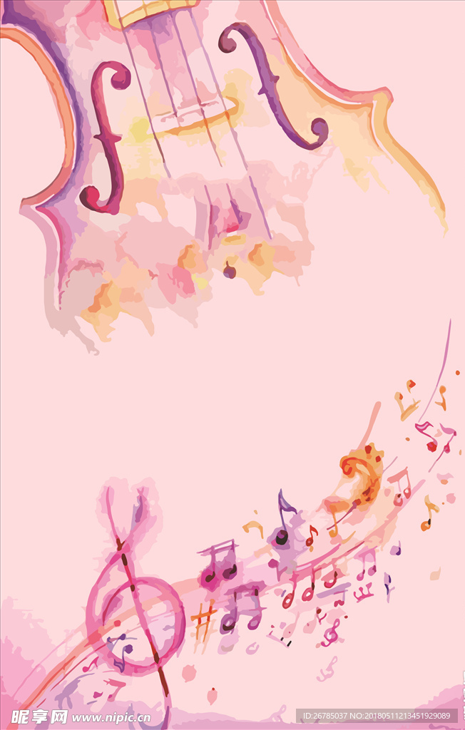 水彩乐器背景