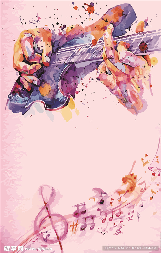 水彩音乐背景
