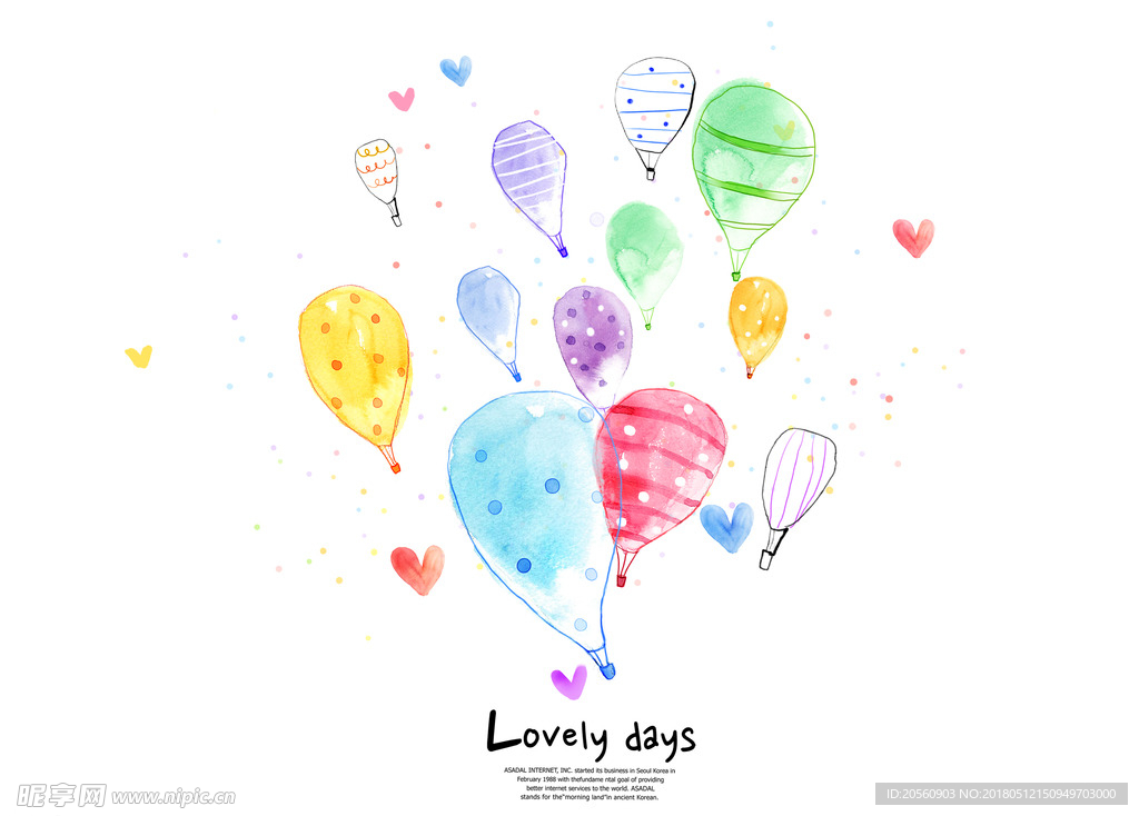手绘热气球 水彩热气球