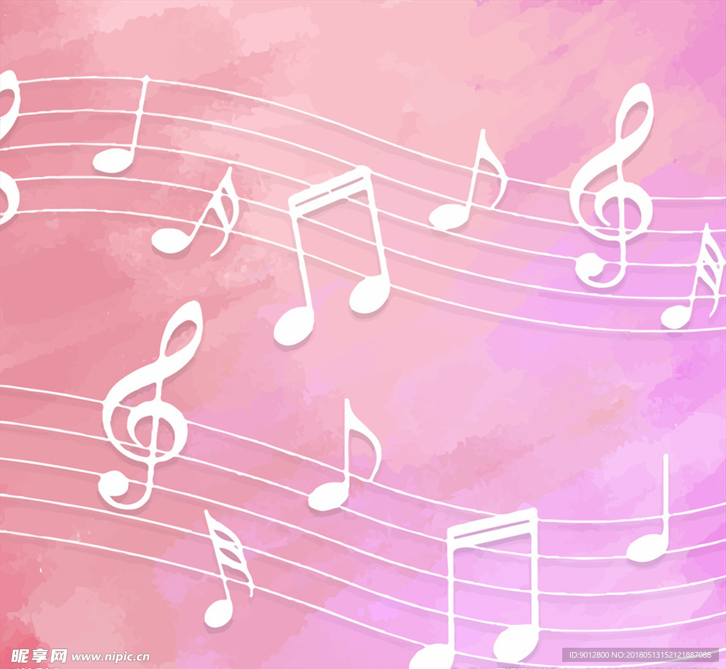 创意粉色底白色五线谱设