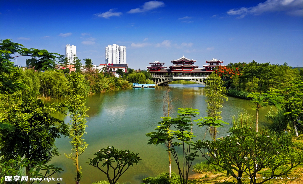 湿地公园风雨桥