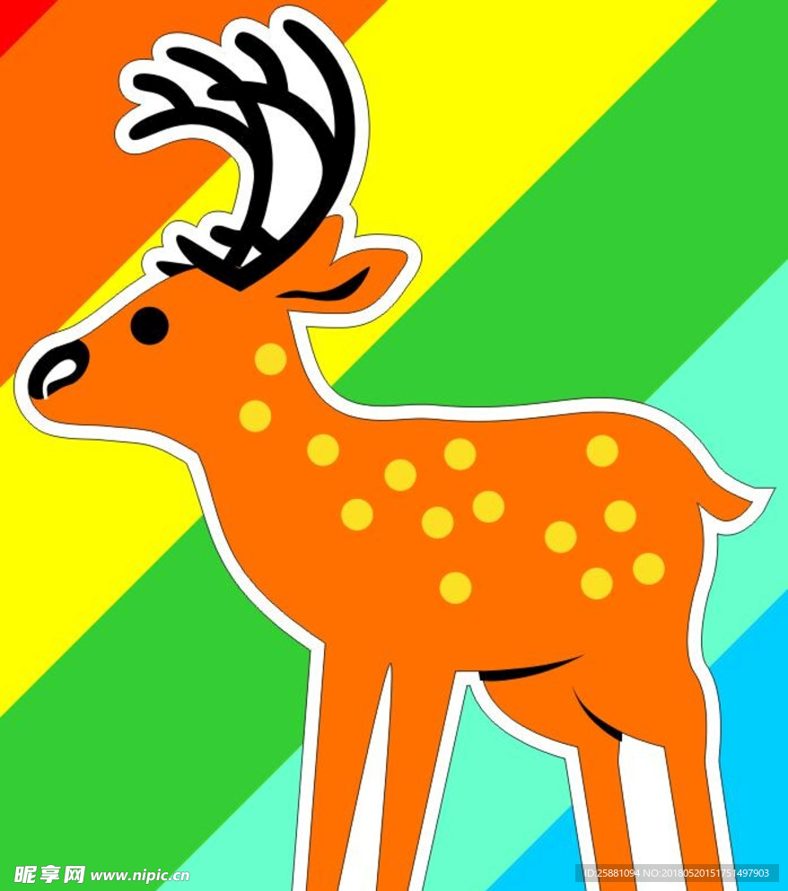 鹿 梅花鹿  动物 矢量