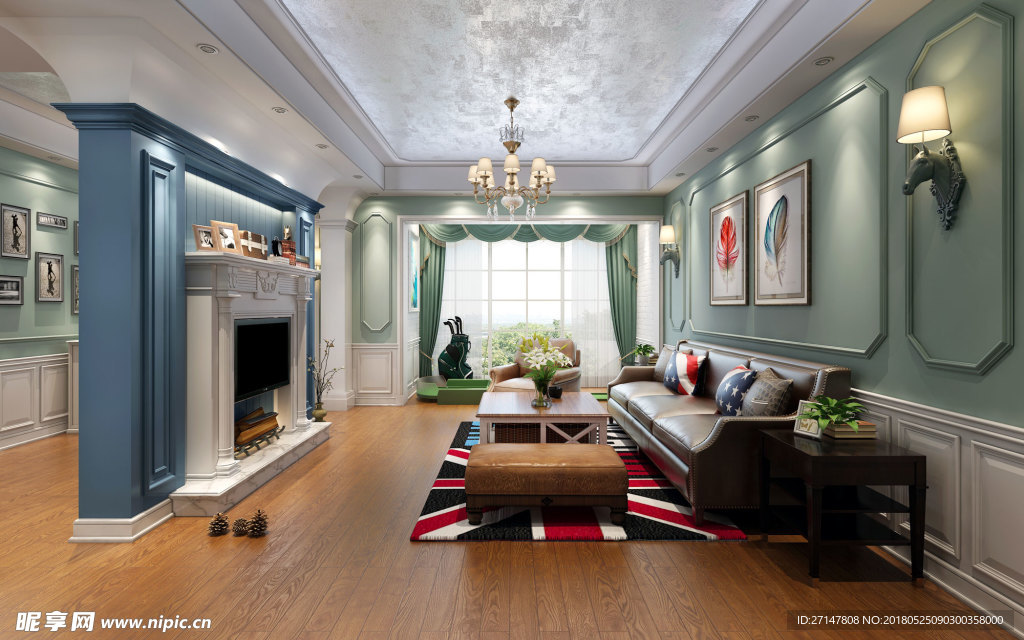 美式客厅效果图