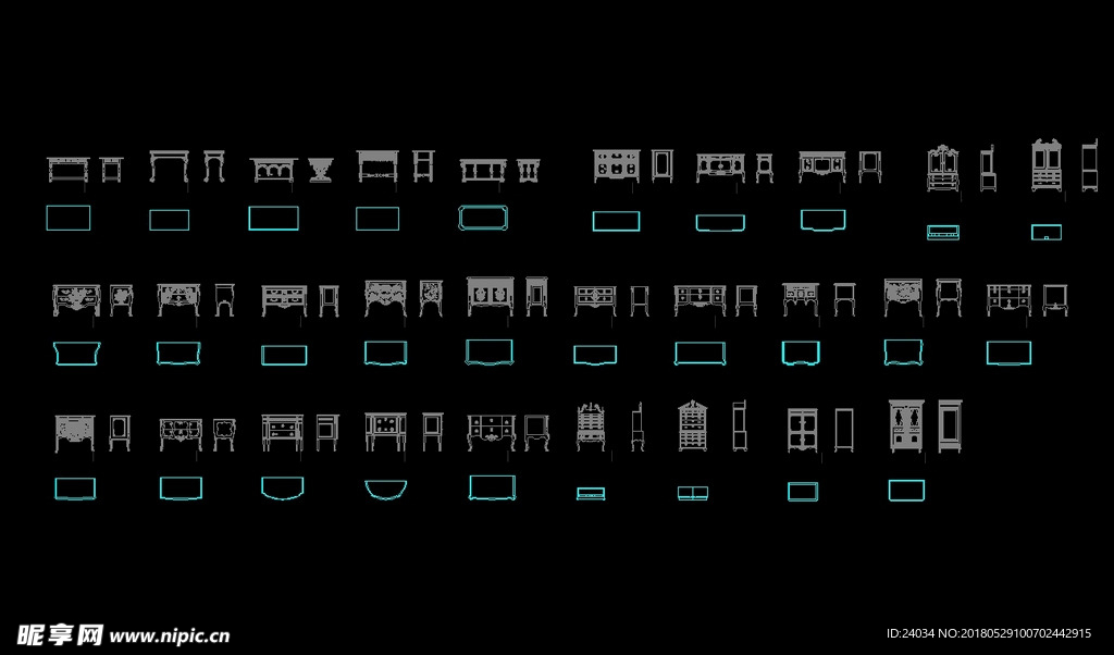 欧式家具 欧式高柜 CAD素材