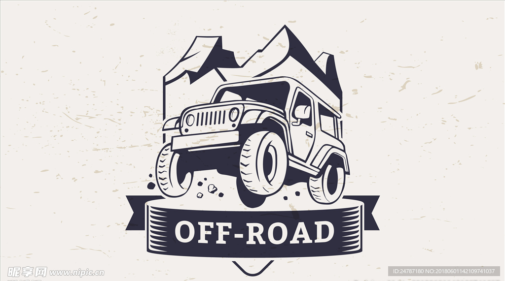 矢量卡通越野车剪影