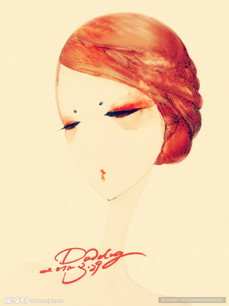 花季 手绘女孩 手绘花  卡通