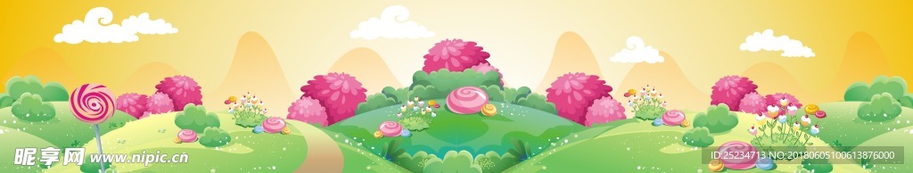 卡通可爱糖果冰淇淋森林蛋糕图