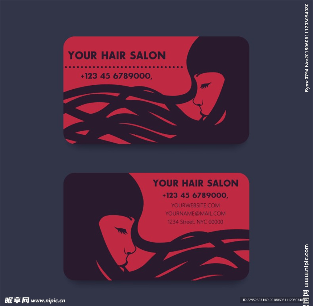 红色发廊名片矢量素材