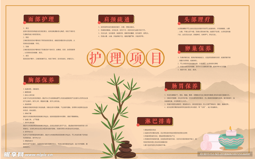 美容院护理项目中国风展板