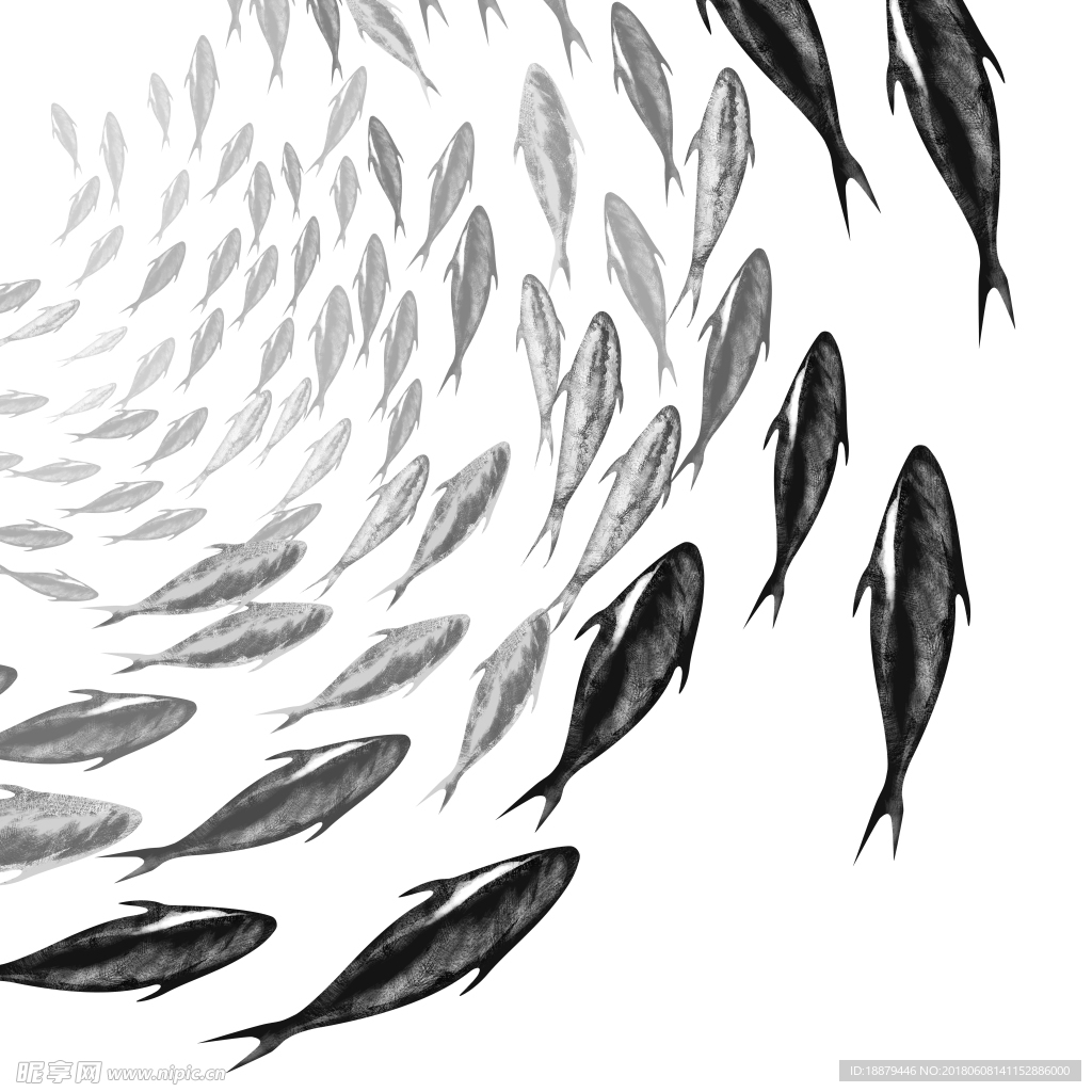 水墨鱼抽象画 客厅餐厅装饰画