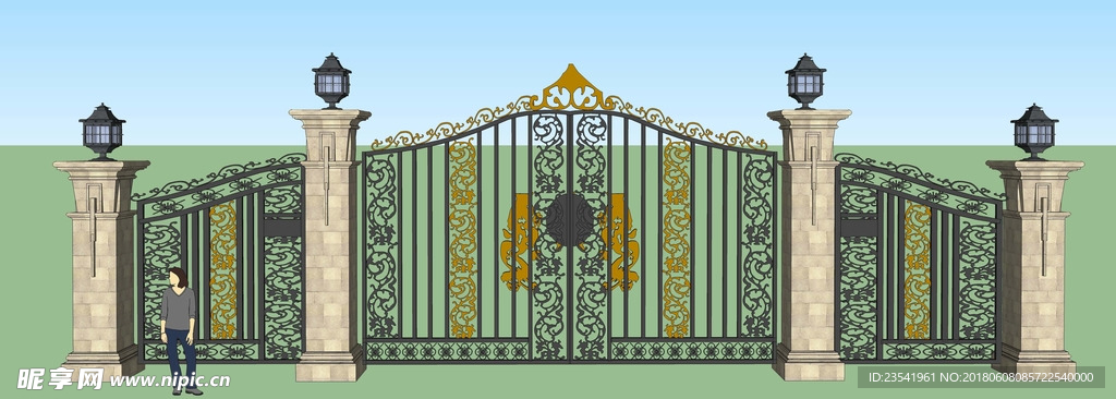 新古典大门SU模型