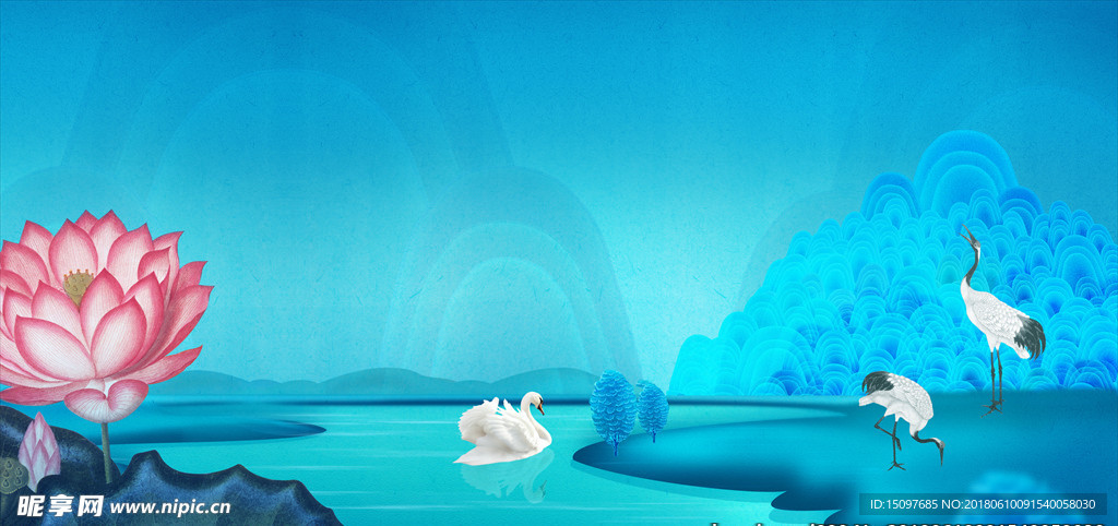 莲花鹤背景