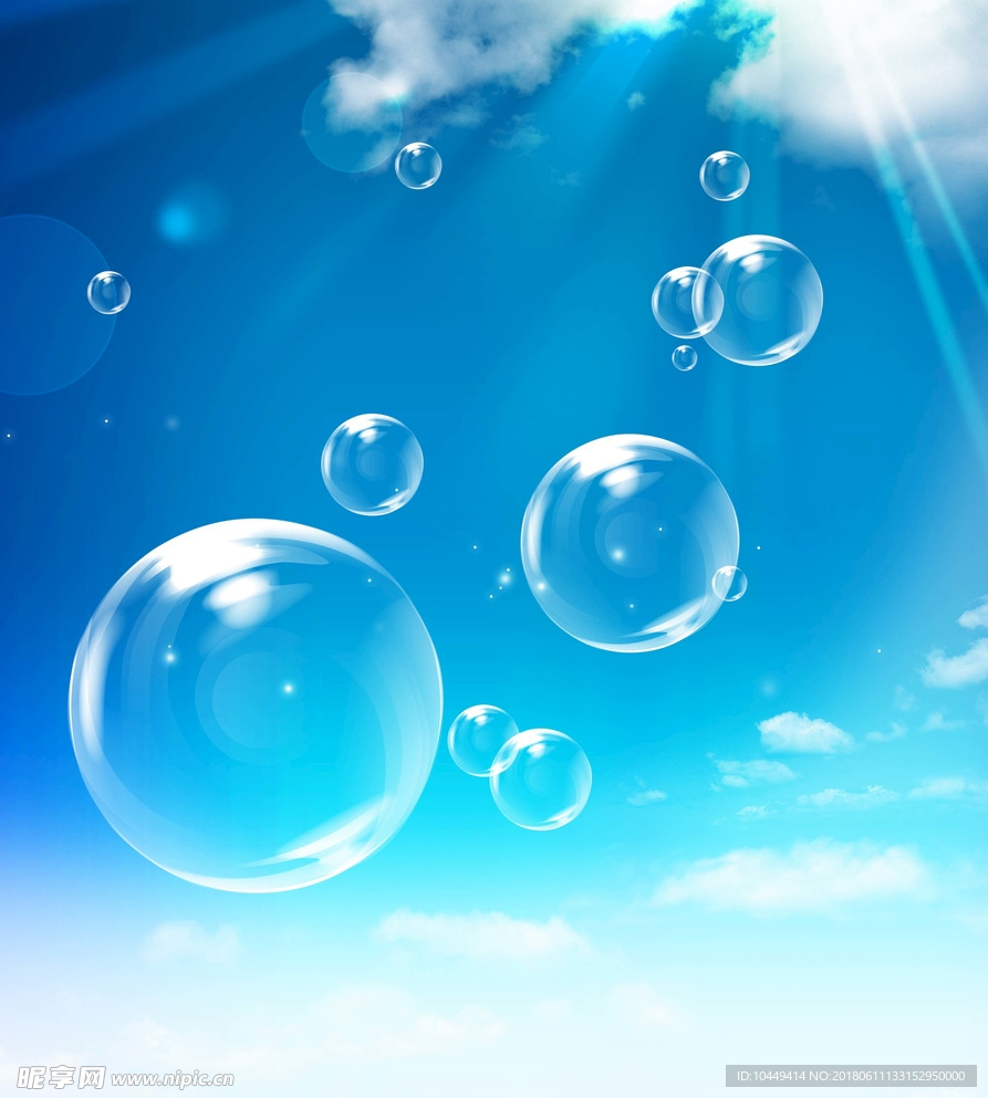 蓝天下的透明泡泡