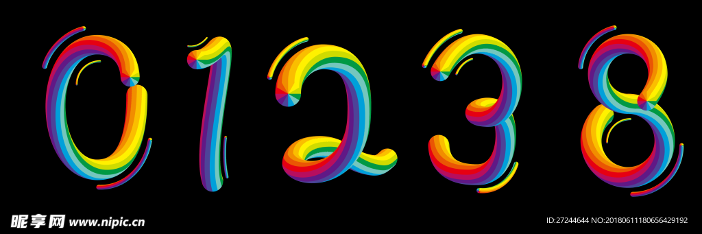 渐变 彩虹 糖果 数字