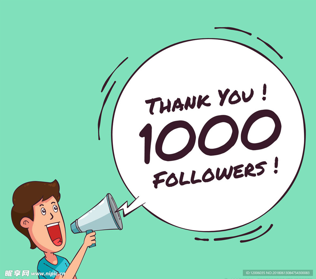 创意举喇叭喊感谢语的男子