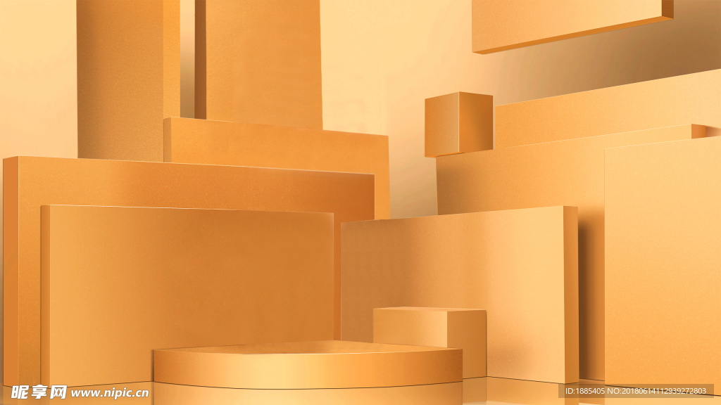 金色立方体背景