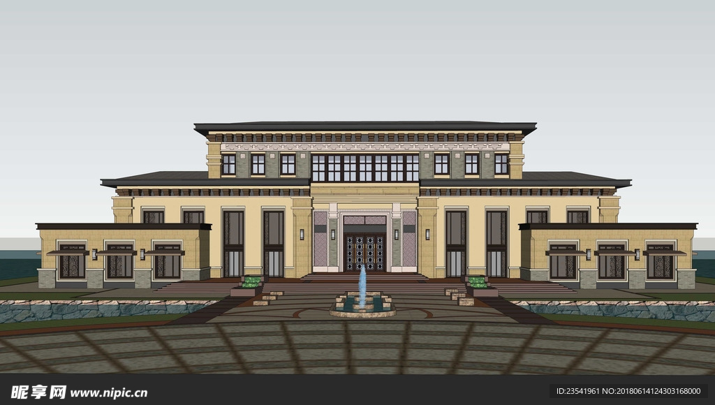 新中式会所SU模型