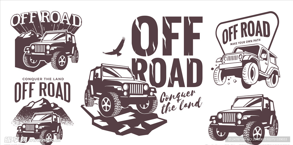 矢量卡通越野车标志logo