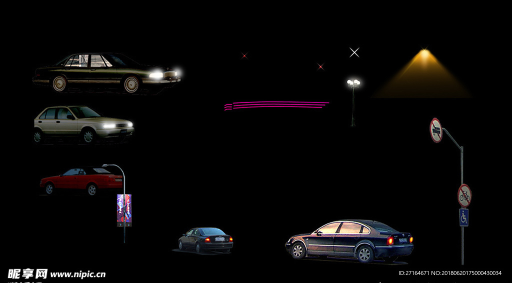 夜景效果图后期车psd素材