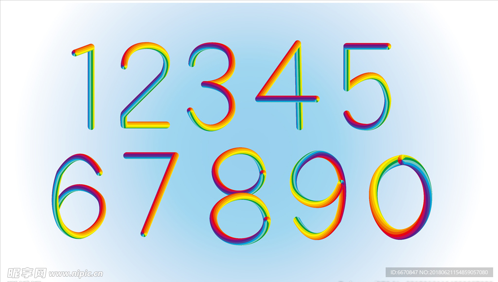 彩虹数字 彩色数字
