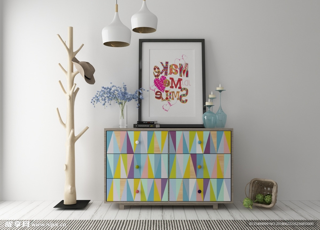 矮柜 挂画 装饰品 3D模型