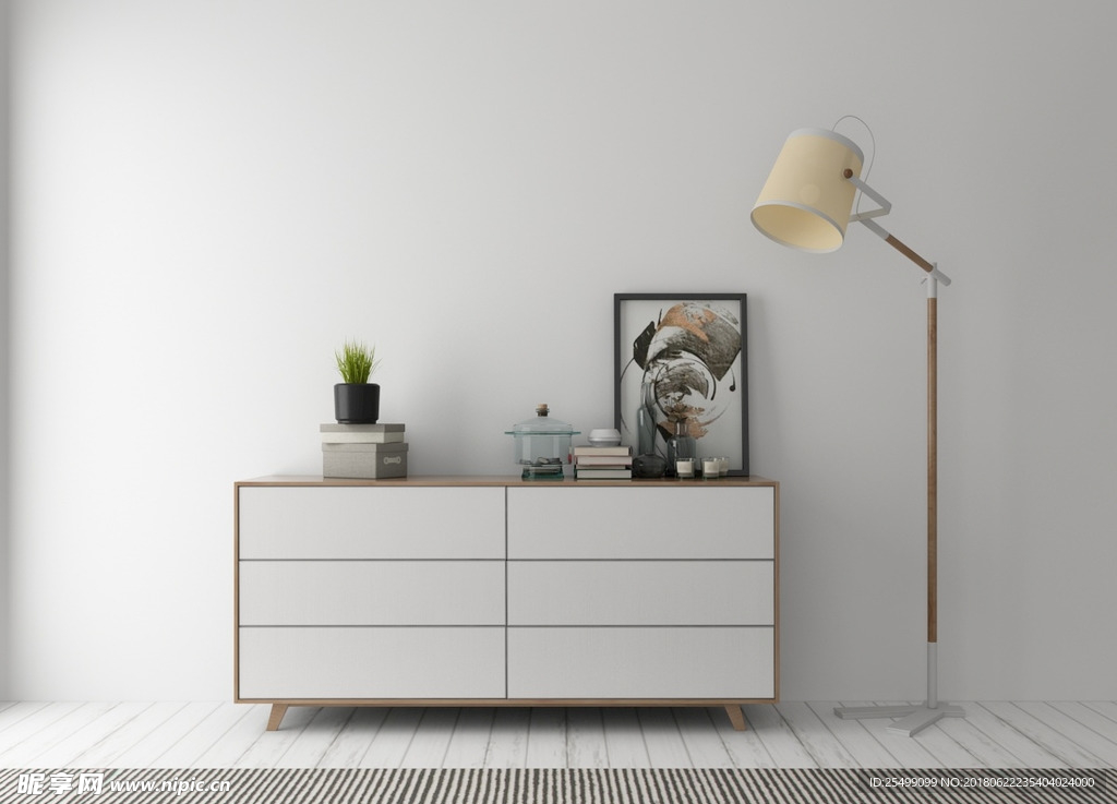 3D模型边柜斗柜矮柜挂画装饰品