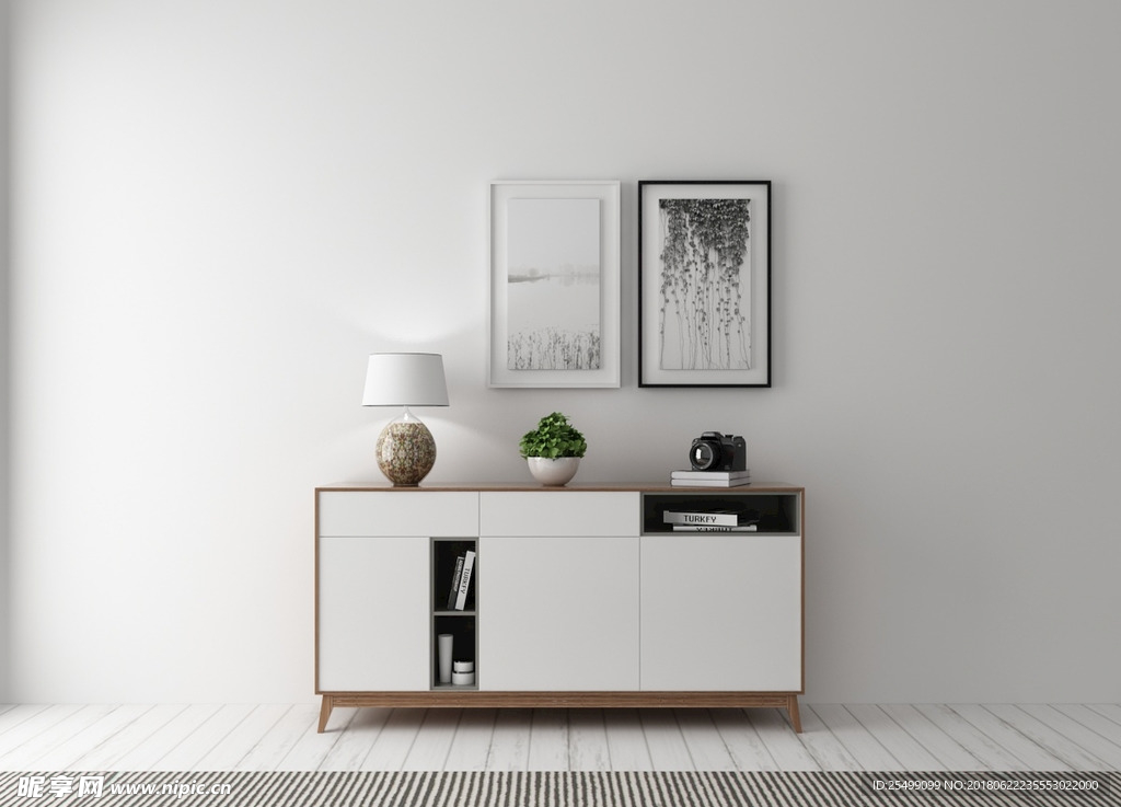 3D模型边柜斗柜矮柜挂画装饰品