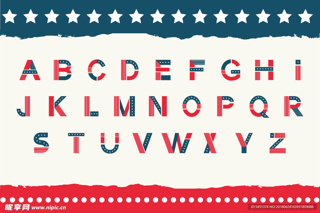 美国星条旗英文字体设计