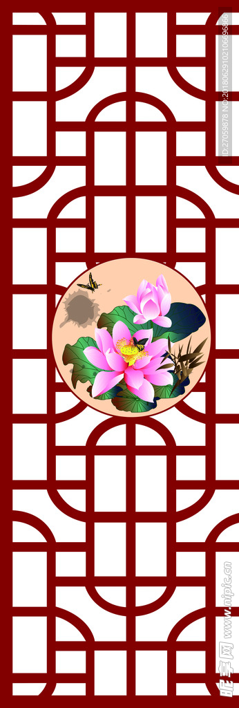 矢量图 古画 窗格 镂空