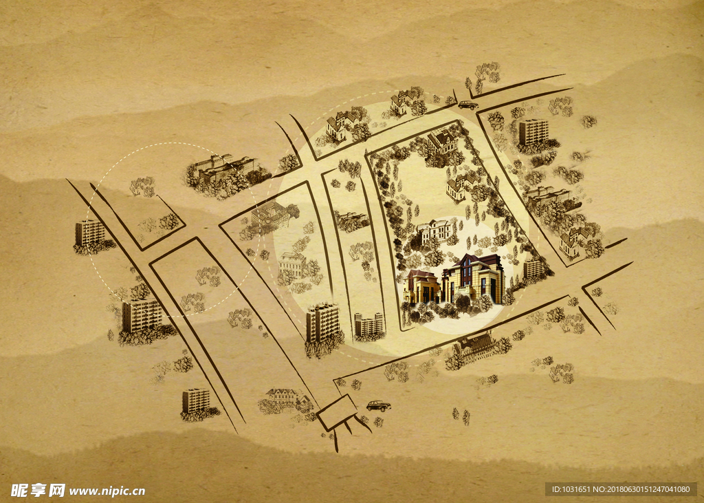 手绘风格区位图