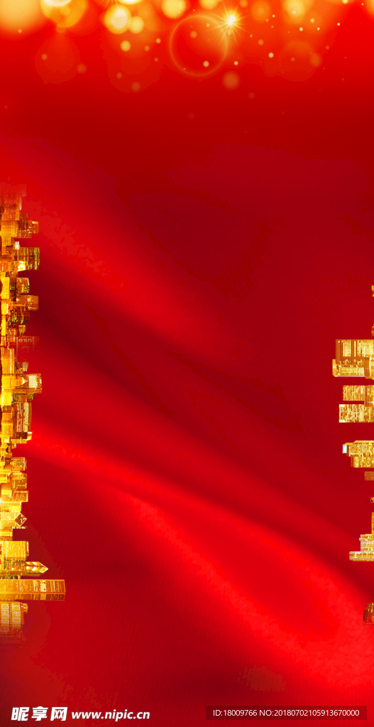 红底 城市 金色