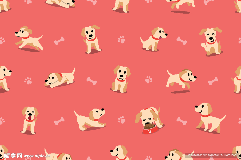 小狗无缝印花