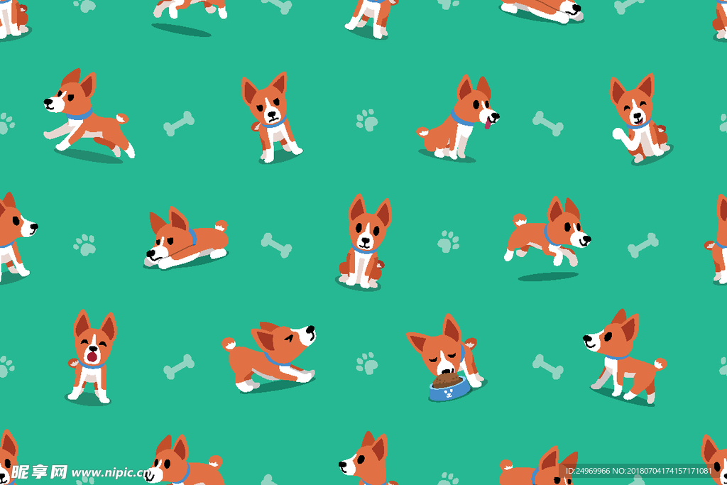 小狗无缝印花