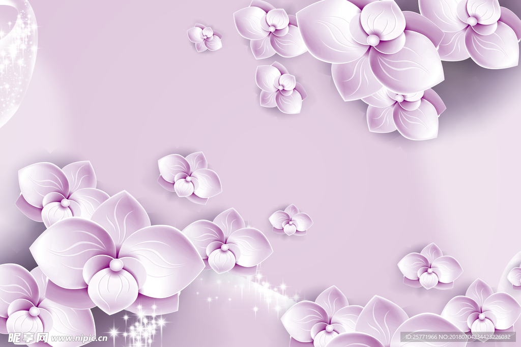 大型现代3D立体花朵背景墙