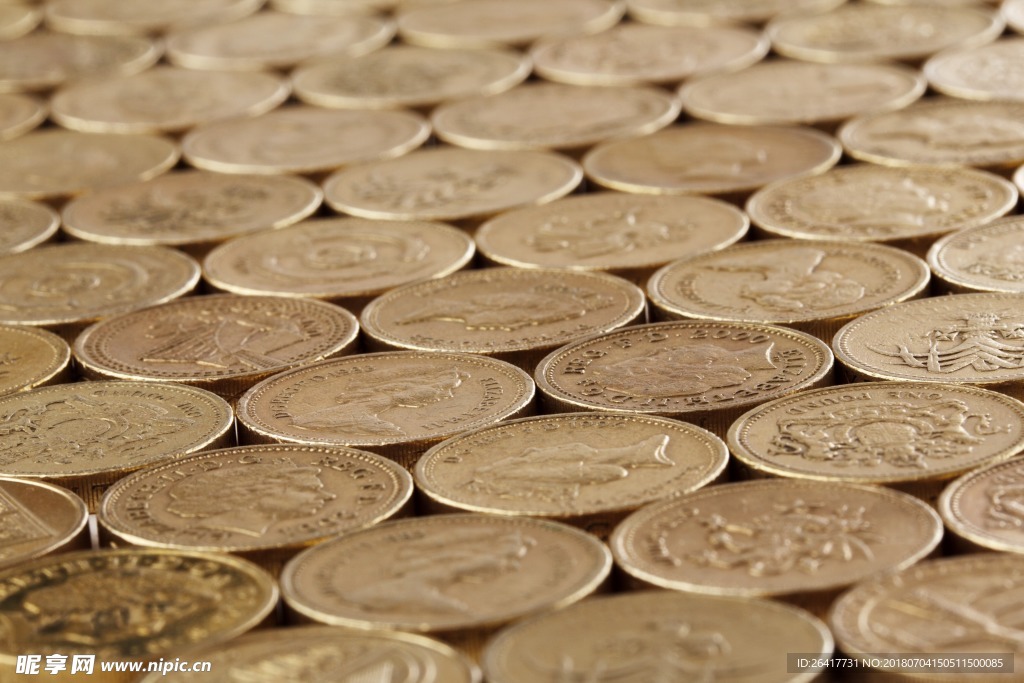 摆放整齐的硬币背景