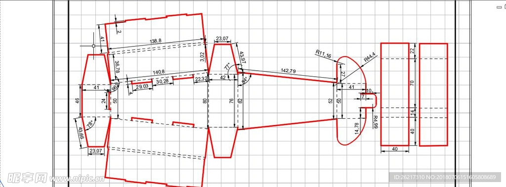 梯形包装盒CAD展开图