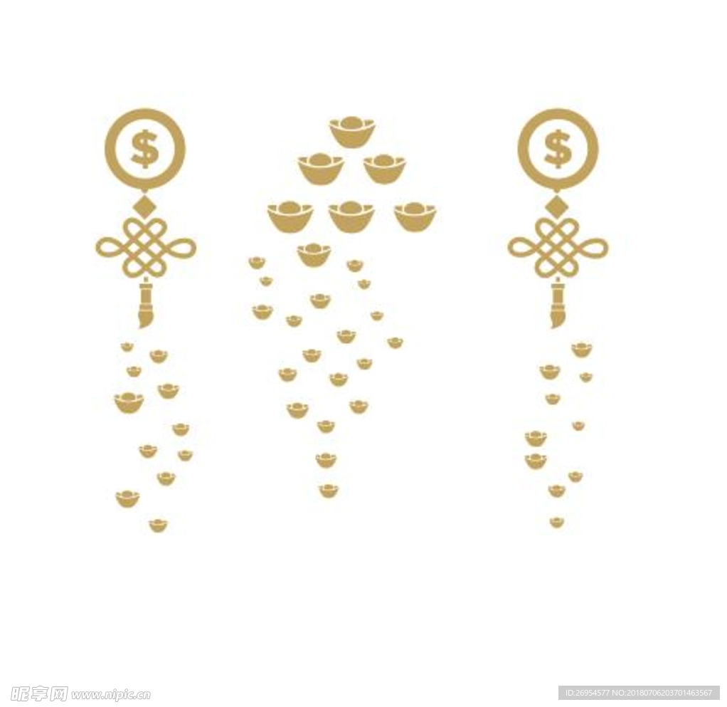 元宝雨矢量图