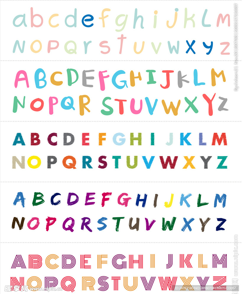 矢量彩色英文字母