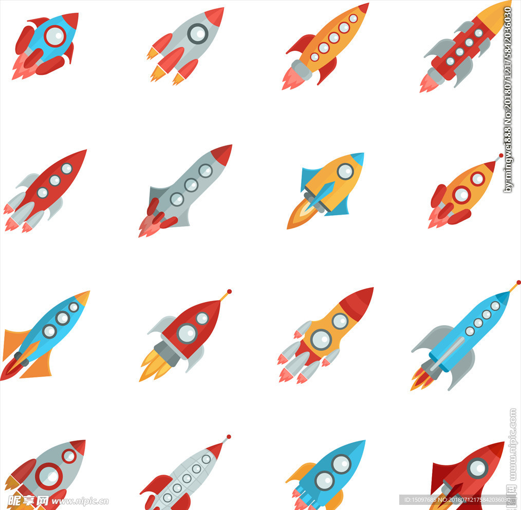 卡通飞行火箭