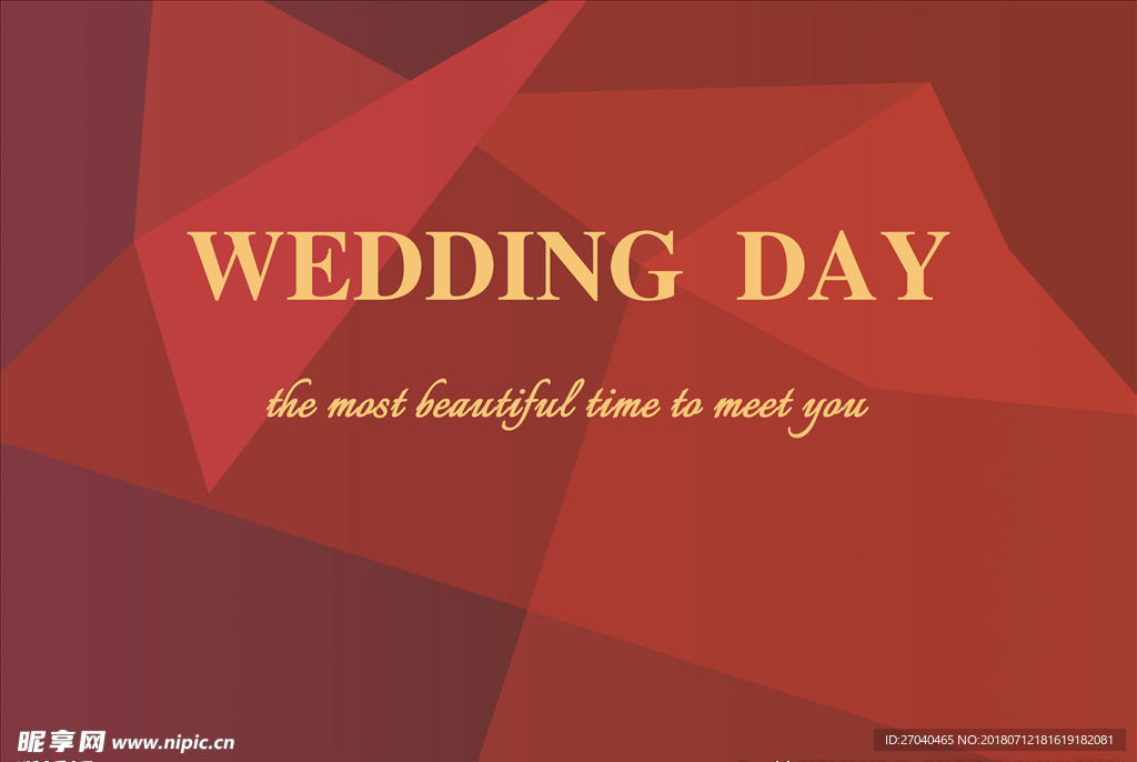 红色几何婚礼迎宾区背景